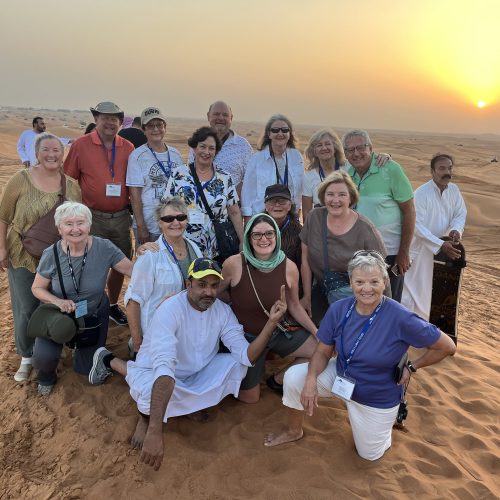Wells Gray Group at desert sand dunes. Photo by tour director Marion.