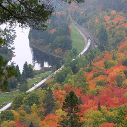 View of Agawa Canyon in fall. Photo credit Pixabay.