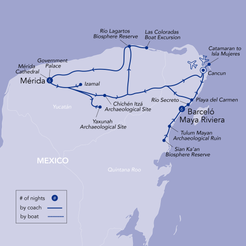 Map of Wells Gray Tours Group Tour Christmas in Mexico 2027