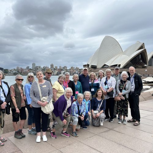Wells Gray Travellers with Sydney Opera House in background. Photo Credit: Tour Director Jill.